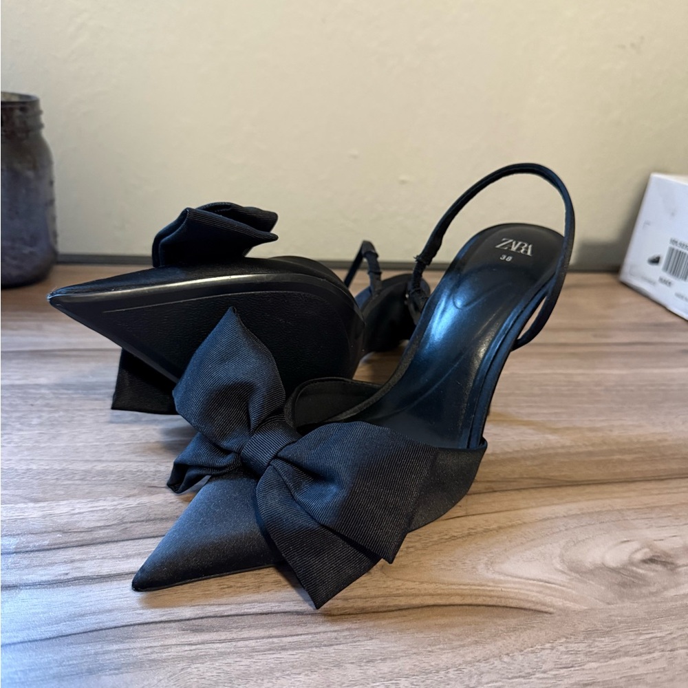 Zara Black Bow Heels